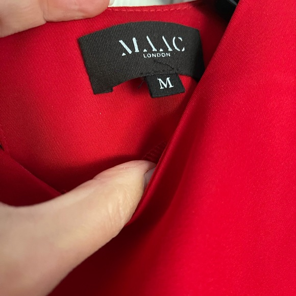 Mac London May Hi-lo Tunic Blouse in Red - Picture 6 of 6